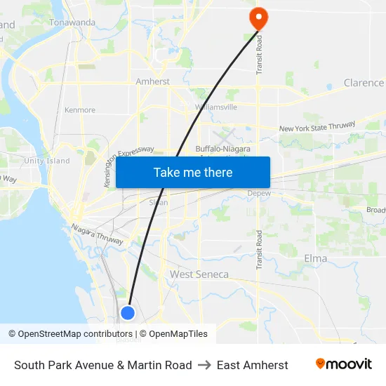South Park Avenue & Martin Road to East Amherst map