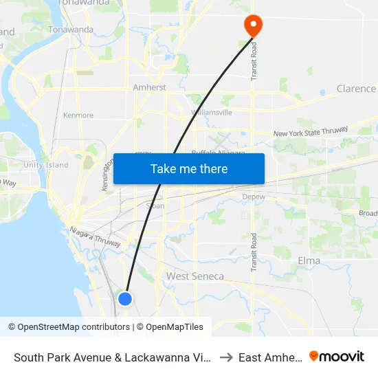 South Park Avenue & Lackawanna Victory to East Amherst map