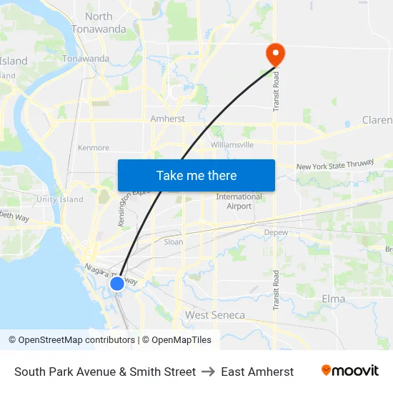 South Park Avenue & Smith Street to East Amherst map