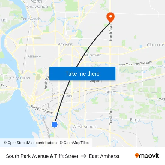 South Park Avenue & Tifft Street to East Amherst map