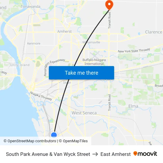 South Park Avenue & Van Wyck Street to East Amherst map