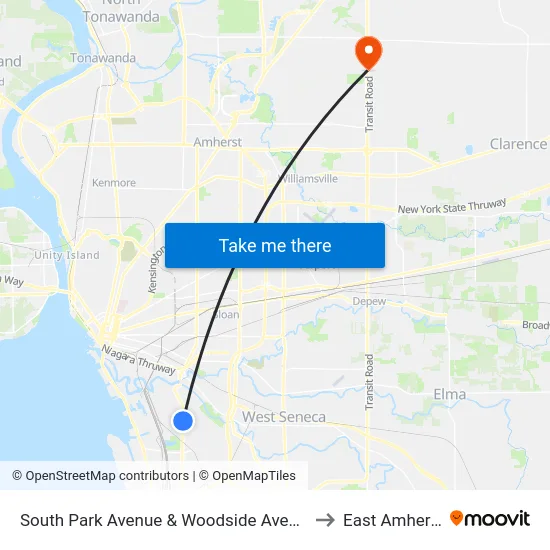 South Park Avenue & Woodside Avenue to East Amherst map