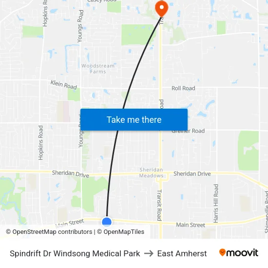 Spindrift Drive & Windsong Medical Park to East Amherst map