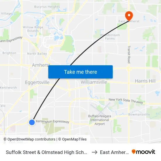 Suffolk Street & Olmstead High School to East Amherst map