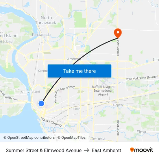 Summer Street & Elmwood Avenue to East Amherst map
