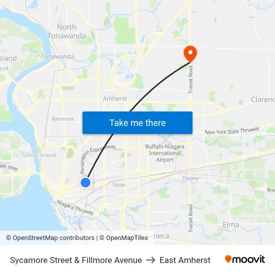 Sycamore Street & Fillmore Avenue to East Amherst map