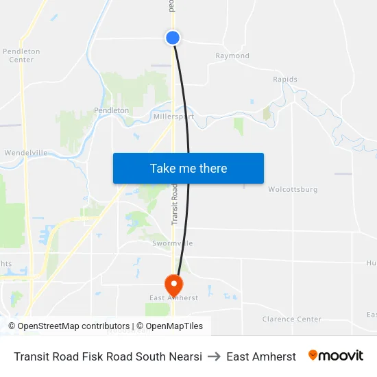 Transit Road & Fisk Road to East Amherst map