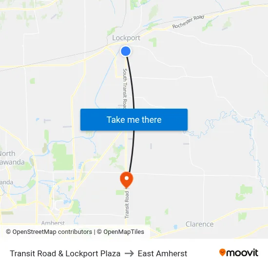 Transit Road & Lockport Plaza to East Amherst map