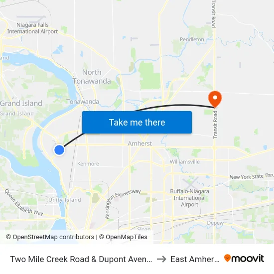 Two Mile Creek Road & Dupont Avenue to East Amherst map