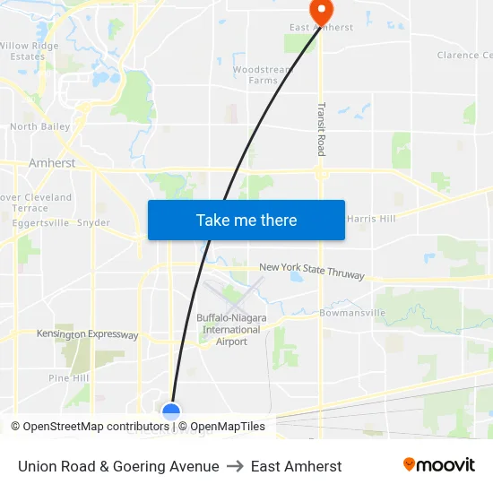 Union Road & Goering Avenue to East Amherst map