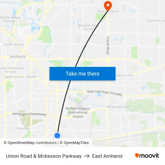 Union Road & Mckesson Parkway to East Amherst map