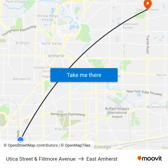 Utica Street & Fillmore Avenue to East Amherst map