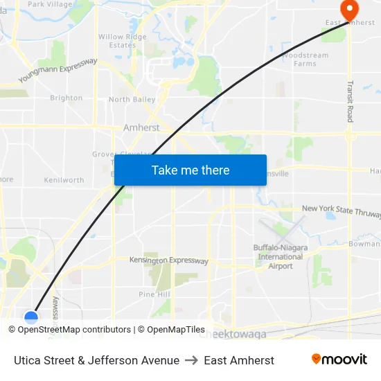 Utica Street & Jefferson Avenue to East Amherst map