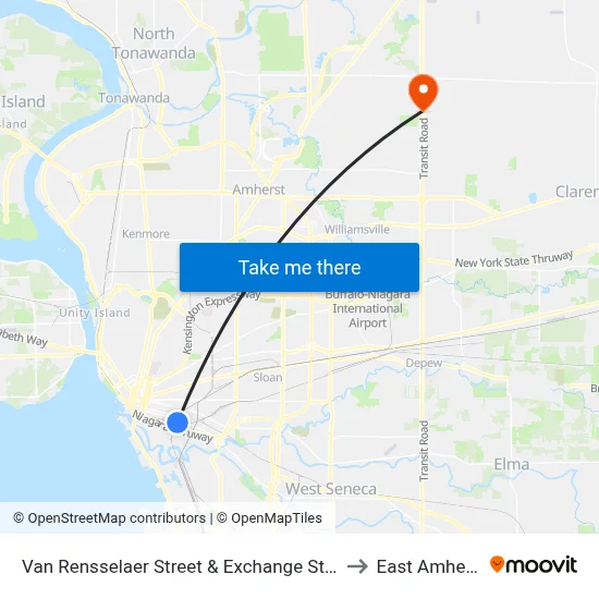 Van Rensselaer Street & Exchange Street to East Amherst map