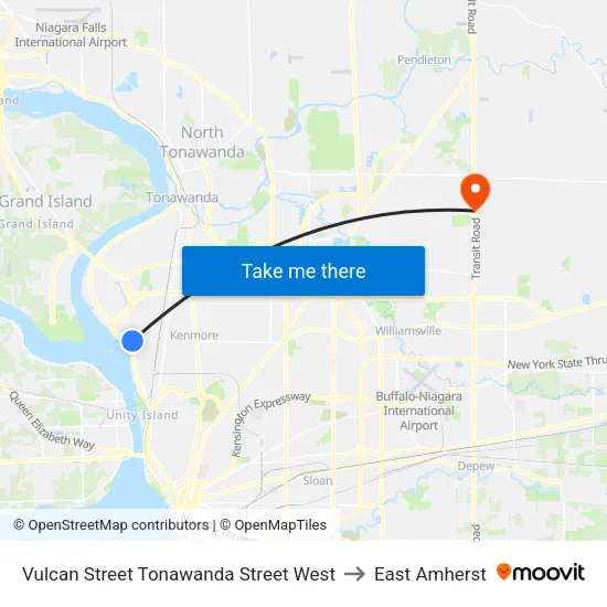 Vulcan Street & Tonawanda Street to East Amherst map