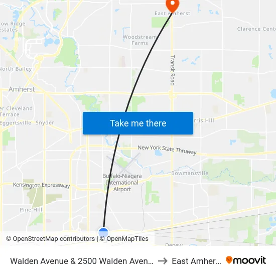 Walden Avenue & 2500 Walden Avenue to East Amherst map
