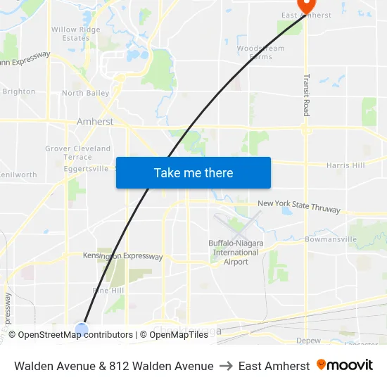 Walden Avenue & 812 Walden Avenue to East Amherst map