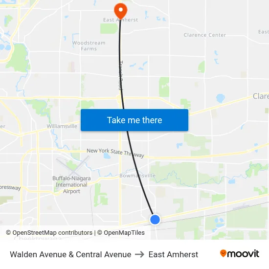 Walden Avenue & Central Avenue to East Amherst map