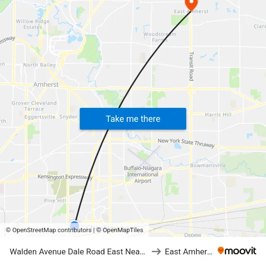 Walden Avenue & Dale Road to East Amherst map