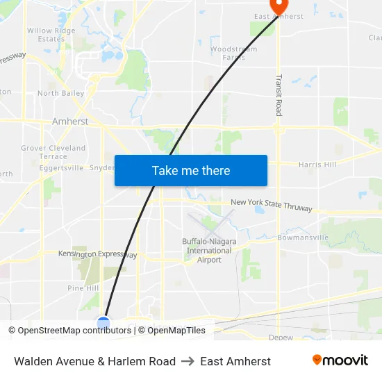Walden Avenue & Harlem Road to East Amherst map