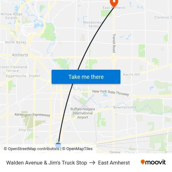 Walden Avenue & Jim's Truck Stop to East Amherst map