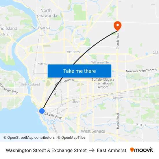 Washington Street & Exchange Street to East Amherst map
