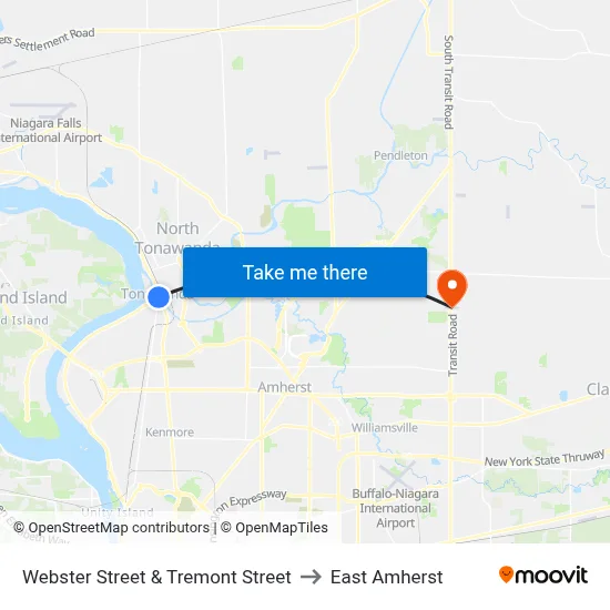 Webster Street & Tremont Street to East Amherst map