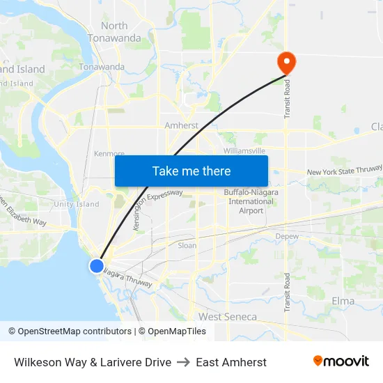 Wilkeson Way & Larivere Drive to East Amherst map