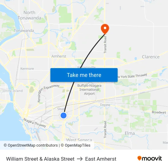 William Street & Alaska Street to East Amherst map