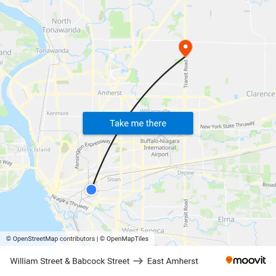 William Street & Babcock Street to East Amherst map