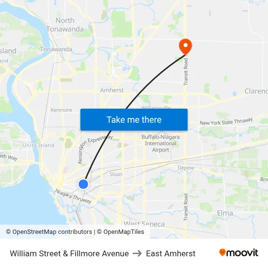 William Street & Fillmore Avenue to East Amherst map