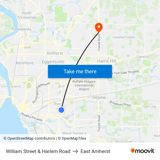 William Street & Harlem Road to East Amherst map
