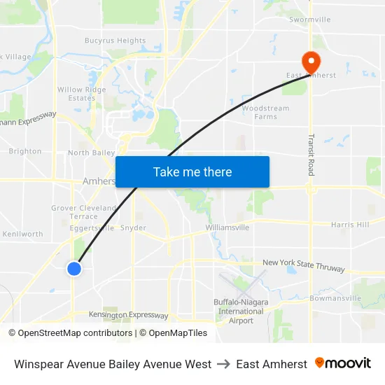 Winspear Avenue & Bailey Avenue to East Amherst map