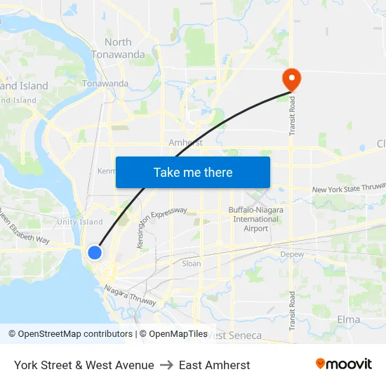 York Street & West Avenue to East Amherst map