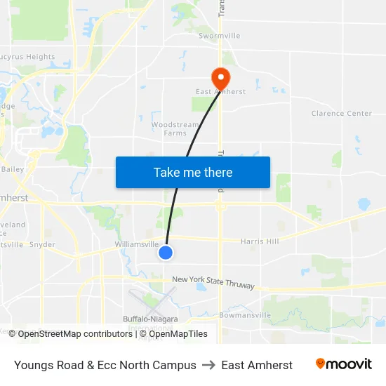 Youngs Road & Ecc North Campus to East Amherst map