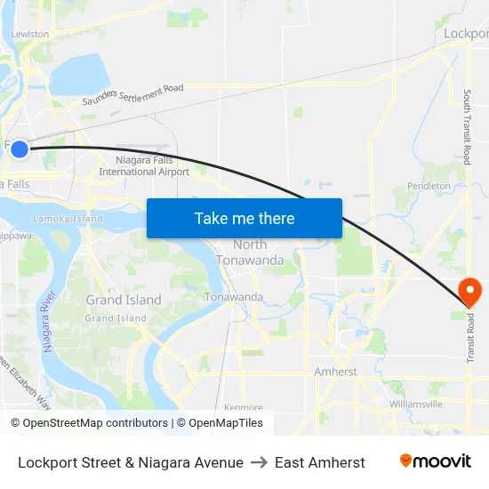 Lockport Street & Niagara Avenue to East Amherst map