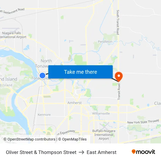 Oliver Street & Thompson Street to East Amherst map