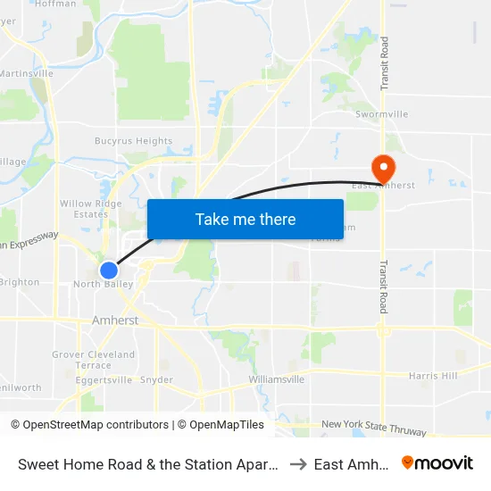 Sweet Home Road & the Station Apartments to East Amherst map