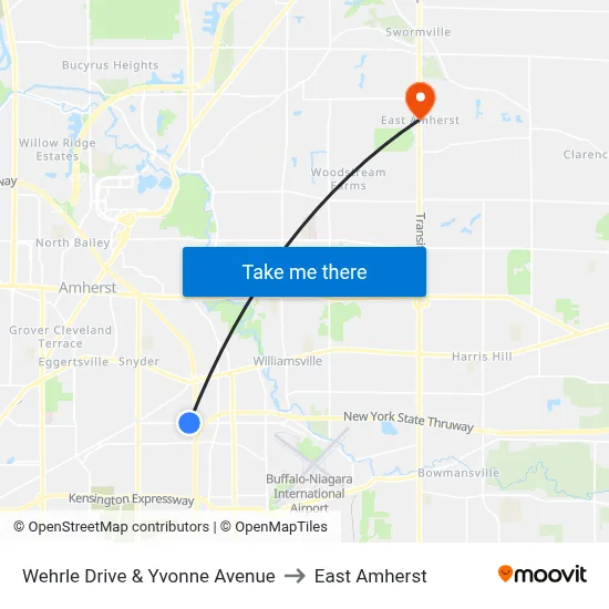 Wehrle Drive & Yvonne Avenue to East Amherst map
