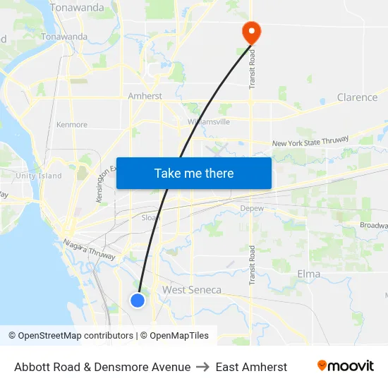 Abbott Road & Densmore Avenue to East Amherst map