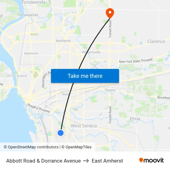 Abbott Road & Dorrance Avenue to East Amherst map