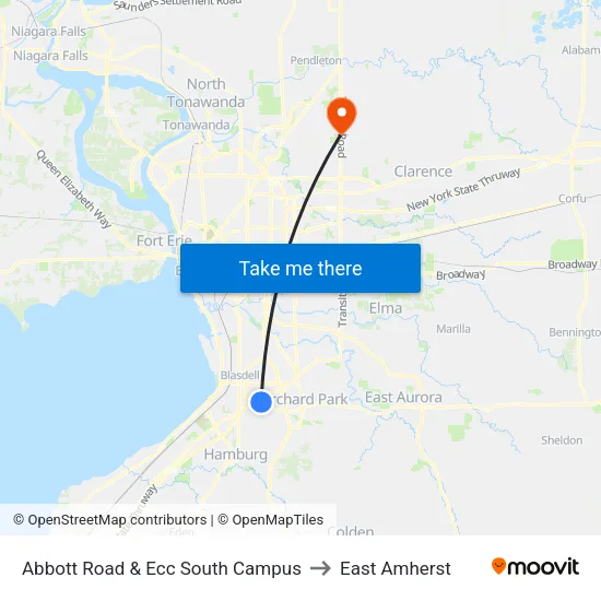 Abbott Road & Ecc South Campus to East Amherst map