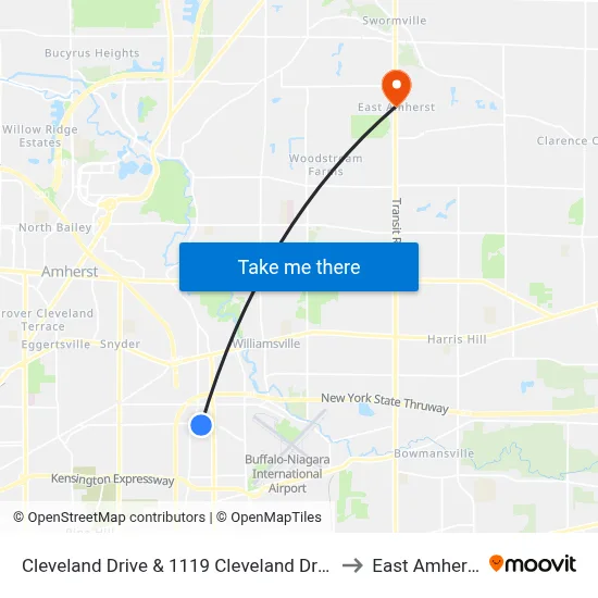 Cleveland Drive & 1119 Cleveland Drive to East Amherst map