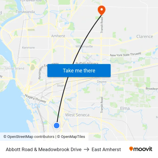 Abbott Road & Meadowbrook Drive to East Amherst map