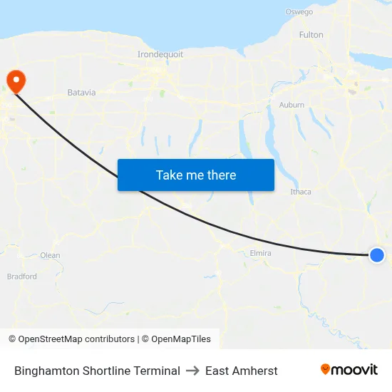 Binghamton Shortline Terminal to East Amherst map