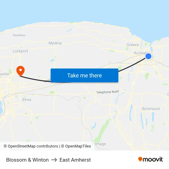 Blossom & Winton to East Amherst map