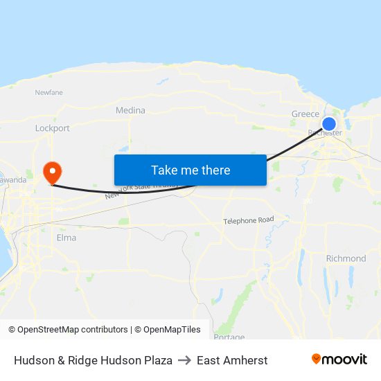 Hudson & Ridge Hudson Plaza to East Amherst map