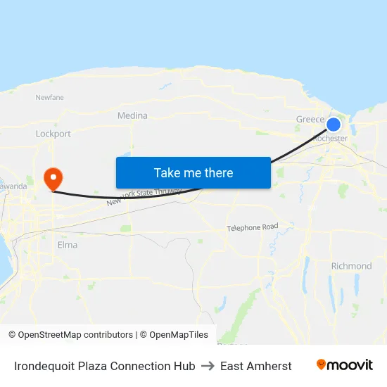Irondequoit Plaza Connection Hub to East Amherst map