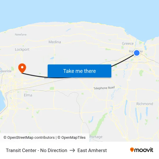 Transit Center  - No Direction to East Amherst map