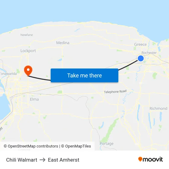 Chili Walmart to East Amherst map